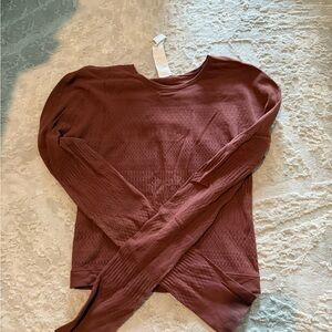 Fabletics Red Long Sleeve Ribbed Hoodie